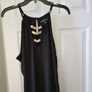 INC International Concepts Black and Gold Embellished Sleeveless Halter Top